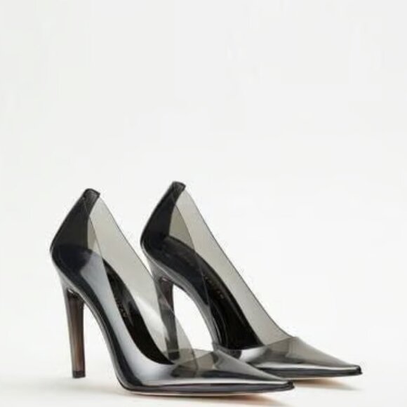 Good American Cinderella Pointed Toe Pumps | Smoke | Size 7 | NIB - Picture 1 of 4